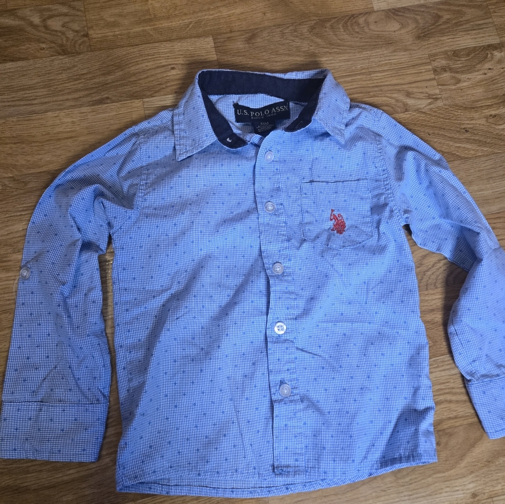 U.S. Polo Assn. Light Blue Kids Button Down Shirt Kids Boys Size Small